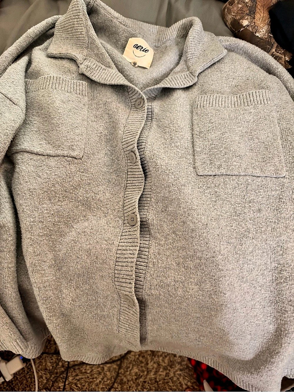 aerie Gray Cardigan Size XXL Like New